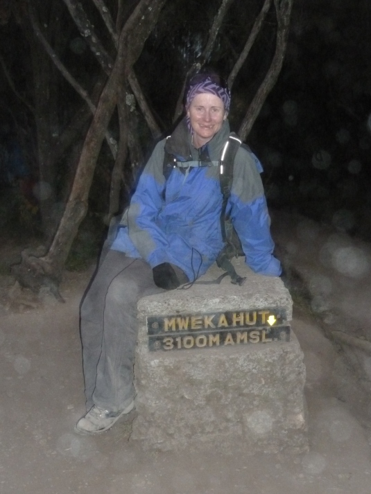 Happy! I’ve summited Kilimanjaro and after leaving camp at 3930m yesterday morning, we reached 5895m and came all the way back down to 3100m. It had been a long 24 hours! Photo by Judi Kurgan